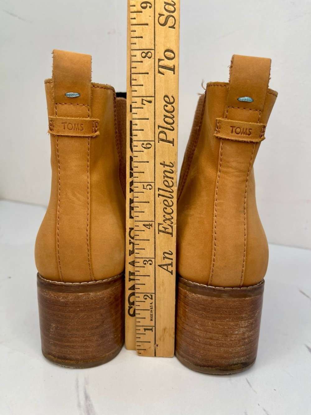 Women's TOMS Esme Brown Leather Ankle Boots Booties Size 9 Chelsea Ankle Boots - Picture 8 of 9